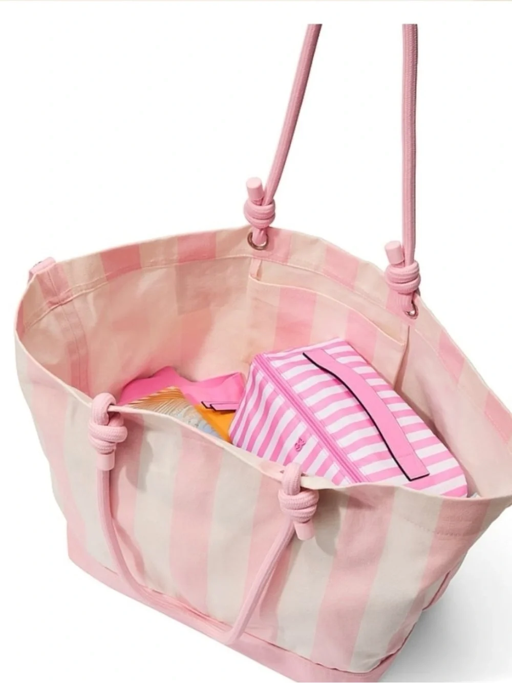 Victoria's Secret Pink & White Striped Tote